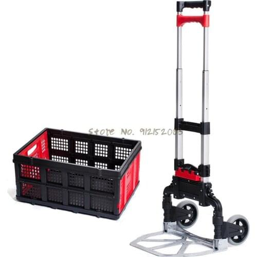 Aluminum Alloy Trolley Cart Portable Shopping Car Heavy King Folding Trolley Luggage Cart Trolley Small Trailer