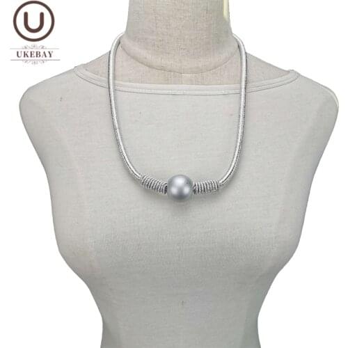 UKEBAY New Bead Jewelry Luxury Pendant Necklaces For Women Simple Sweater Chain 4 Colors Handmade Necklace Party Accessories