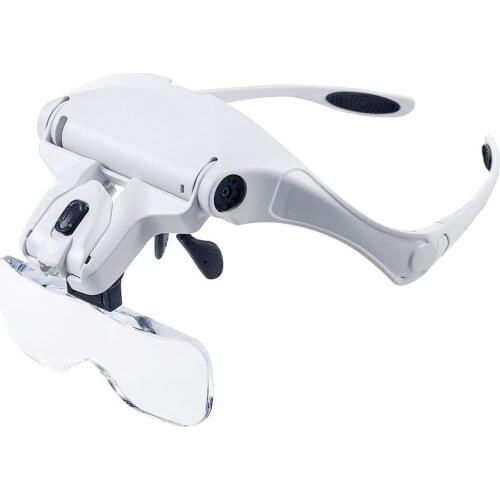 Eyelash Extension 5 Lens Adjustable Headband Magnifying Glass Magnifier w/ LED Light Lamp Magnifying Glasses For False Lashes