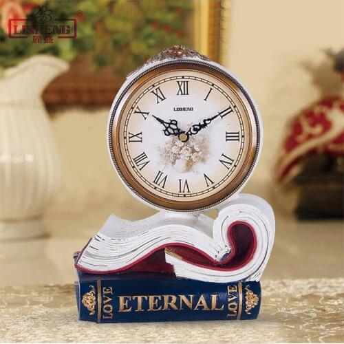 ART VINTAGE TABLE CLOCK LUXURY CREATIVE EUROPEAN CRAFTS LIVING ROOM SILENT DESKTOP ALARM CLOCK HORLOGE HOME DECOR CLOCK DA60ZZ