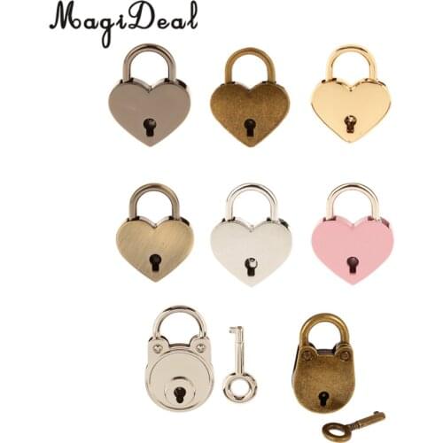 MagiDeal 3Pcs/Lot Vintage Mini Heart Shape Padlock with Keys Suitcase Lock Hens Stag Night Party Favors Gifts