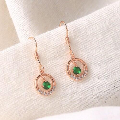 Drop Earrings For Women Retro Cute Hollow Micro-inlaid Green Zircon 3 Color Unusual Earing Wedding Bridal Jewelry E057