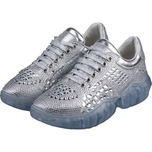 2019 spring new fashion old shoes women sequins Korean version of the wild explosions rhinestone casual shoes