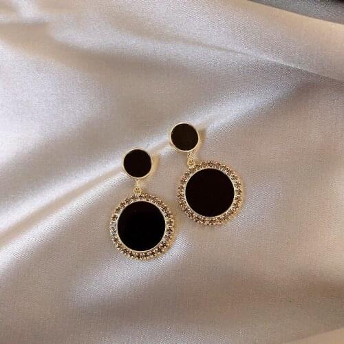 XIYANIKE Statement Earrings Simple Alloy Black Round Pendant Earrings Gift For Women 2021 New Fashion Girls Party Jewelry