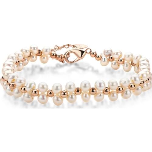 Lnngy 2020 fashion 14k gold filled charm bracelet for women freshwater pearl 925 sterling silver twisted bracelet elegant gifts
