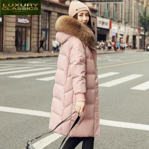 Clothing Winter 80%white Womens Duck Down Jackets Female Natural Fur Collar Hooded Jacket Woman Coats Mujer Parkas 157