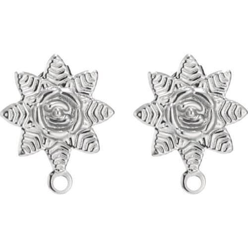 Golden/steel color Stainless Steel flower Earrings Posts Flat Pad with Loop and Butterfly Earring Backs for Earring Making