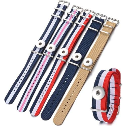 10pcs/lot Nylon Bracelet Ginger Snap Jewelry Vocheng Interchangeable fit 18mm Button Weave Straps Band NN-716*10