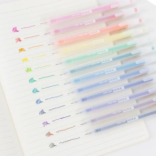 12pcs Multi Color Gel Ink Pens 0.5mm Transparent Body Ballpoint Colorful Marker Pen Highlighter Drawing Pens For Office School