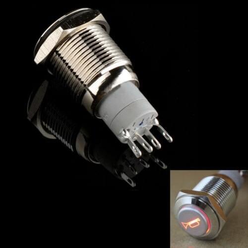 16MM Red LED Momentary Push Button Metal Toggle Switch Speakers Bells Horn Sales