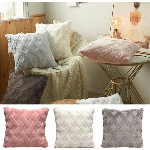 2021 Fashion Solid Color Three-Dimensional Plush Pillow Case Cushion Cover Room Decor Bedside Pillowcase 45*45cm Dropshipping