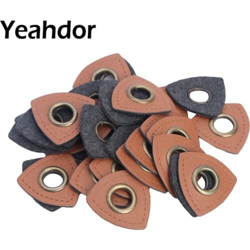 30 Pcs PU Leather Sew on Badges Patch Labels Inner 8mm Metal Brass Eyelets Grommets Patch DIY Knitting Sewing Applique for Purse