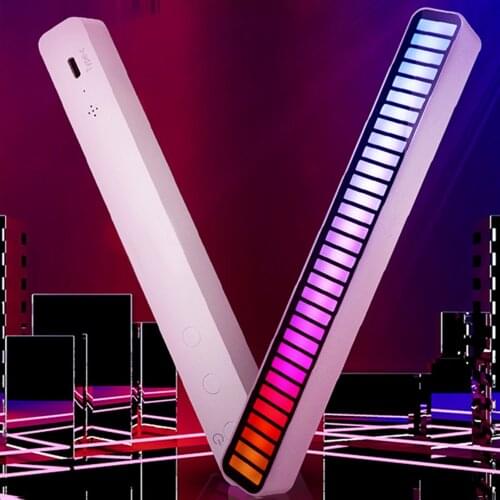 32Bit RGB Sound Field Pickup Ambient Light Voice Activated Pickup Rhythm Light Sound Reactive LED Light Bar BT Control Lamp Bar
