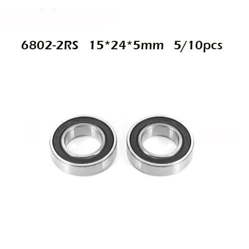 5/10pcs 6802 2RS Bearing 15*24*5 mm ABEC-1 Metric Thin Section 61802RS 6802 RS Ball Bearings 6802RS