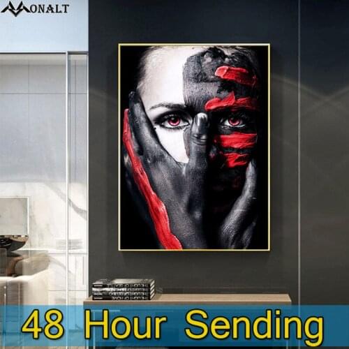 African Art Black and Red Woman Scandinavian painting HD canvas print abstract art poster living room wall Figure Decor picture