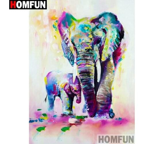HOMFUN Full Square/Round Drill 5D DIY Diamond Painting "Animal elephant" Embroidery Cross Stitch 3D Home Decor Gift A12957