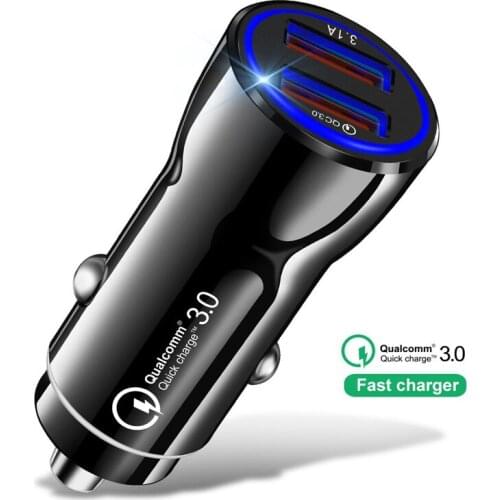 Car USB Charger Socket Quick Charge 3.0 Mobile Phone Charger 2 Port USB Fast Car Charger for iPhone Samsung Tablet Car-Charger