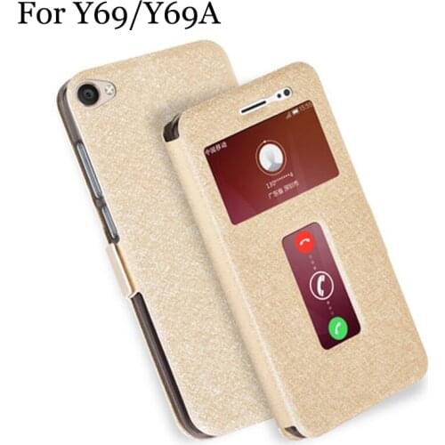 Open window Fundas For vivo Y69 case cpver PU leather Flip case For vivo Y69A Y69 A back cover For vivo Y 69 shell cases
