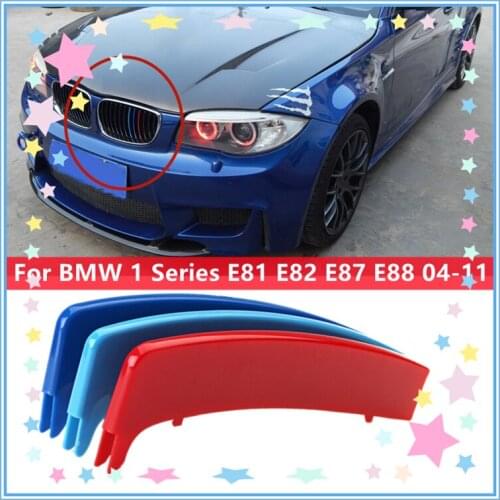 3D Sport M Style Color Grille Grill Cover Clip Trim For BMW 1 Series E81/E82/E87/E88 2004 2005 2006 2007 2008 2009 2010 2011