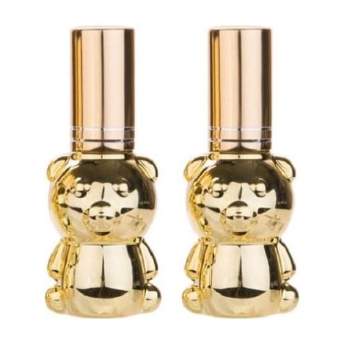 8ML Gold Silver Vials Cute Bear Shape Refillable Perfume Atomizer Empty Cosmetic Container Packaging Glass Spray Bottle 25Pieces