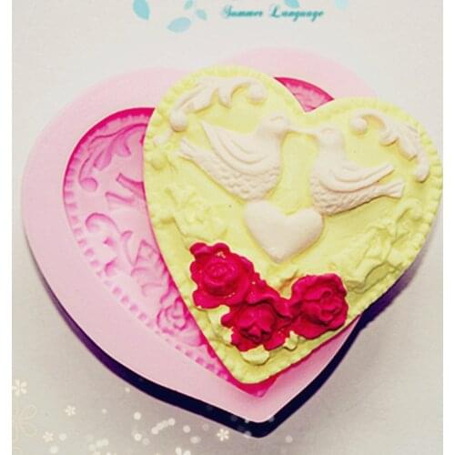 Heart bird love cake molds soap chocolate mould for the kitchen baking FM189