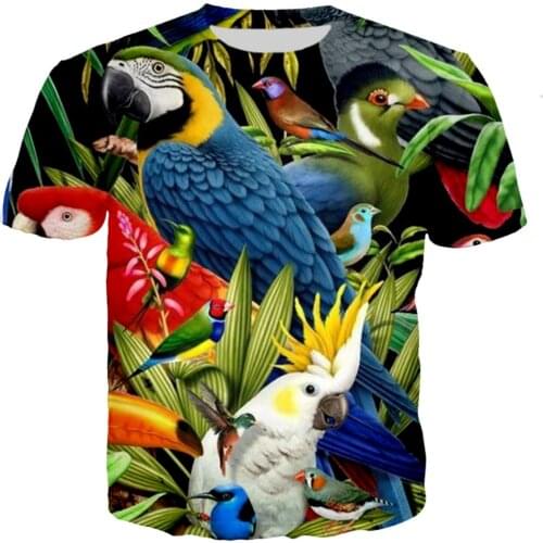 3D T-shirts Men Women 2019 Fashion parrot nature 3d Tshirt Print Bird Animal Short Sleeve Summer Top Tees Harajuku Punk tshirt
