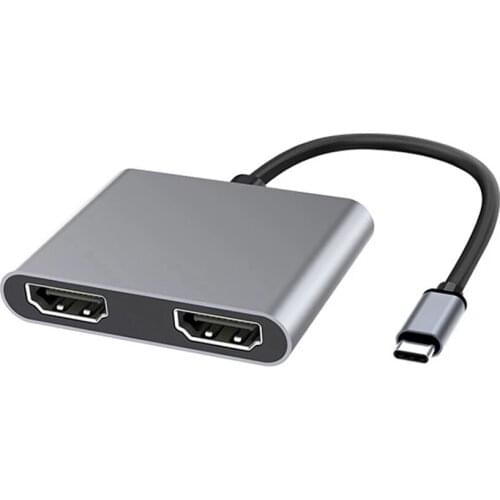 USB 2.0 Hub Type-C to HDMI-compatible Adapter Hub Splitter Audio Video Converter 4k Hd Dual Screen Monitor For Macbook PC