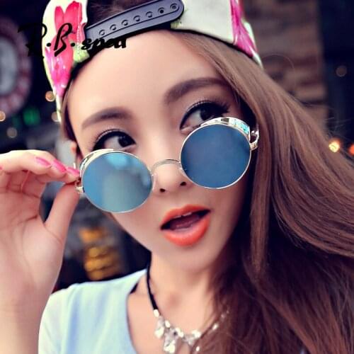 Round Steampunk Polarized Sunglasses Women Brand Designer Metal Carving Ladies mens Sun glasses Goggles oculos de sol feminina
