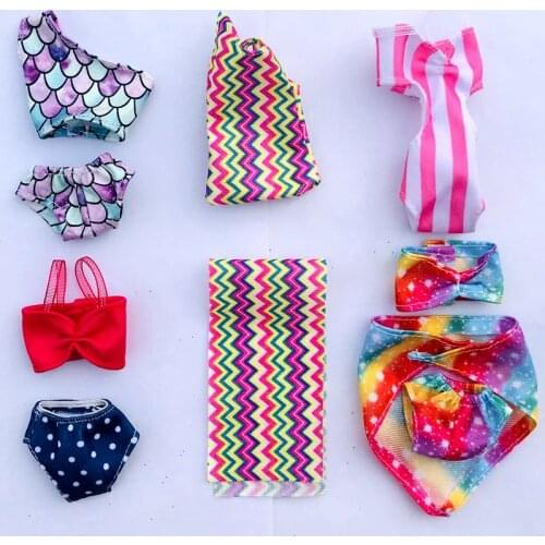6 Style Swimsuits For Barbie Fashion Handmade Swimsuit For Dolls Kids Toys For Girls Dress For Barbie DIY Birthday Party Gift