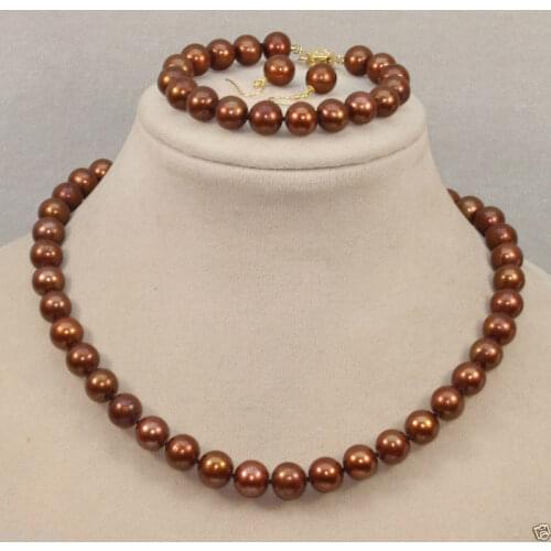 Hot sale new Style New 8-9mm Natural Coffee Cultural Freshwater Pearl Necklace Bracelet Earrings