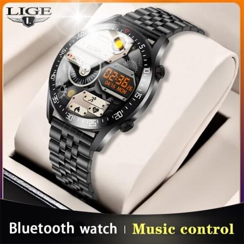 LIGE 2021 Full Circle Touch Screen Mens Smart Watch IP68 Waterproof Sports Fitness Watches Fashion Bluetooth Smartwatch For Men