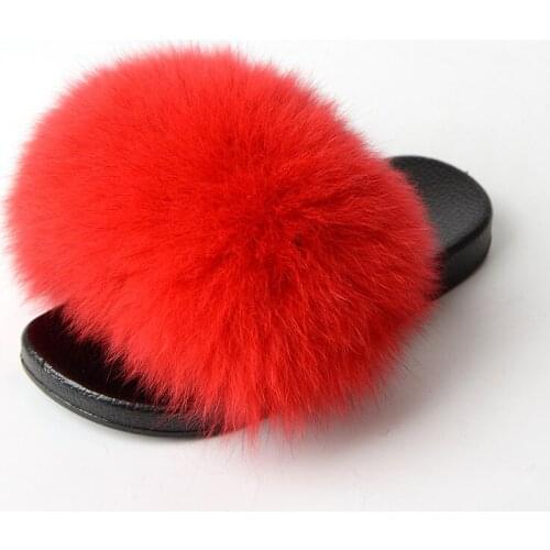 Fur Slippers Summer Outdoor Non-Slip Ladies Flip Flops Luxury Fashion Fluffy Plush Flat Ladies Sandals