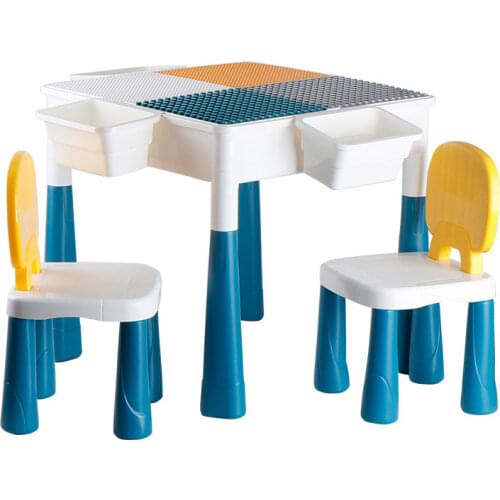 Mutifunction toy Game table+Chair set for Building block playing with storage box New Year Gift for Toddlers Children