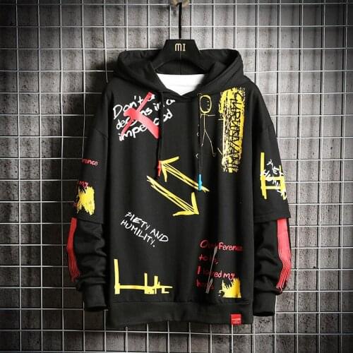 Mens Print Hoodies Streetwear 2021 Fashion Hip Hop Harajuku Streetwear Oversize Hooded Sweatshirts Graphic Sweatshirt Hoodie Men