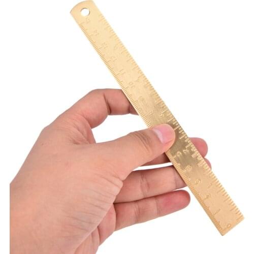 New Brass scale ruler copper ruler EDC tool portable retro thickened bookmark 15cm ruler laser engraving