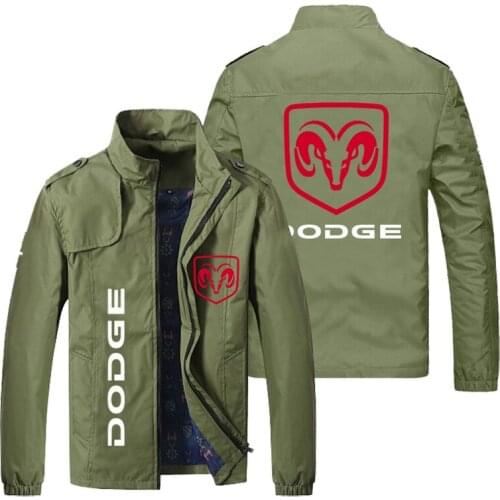 New 2021 Spring Autumn Men Dodge Car Logo Stand Collar Casual Sweatshirt Long Sleeve Zipper Cardigan Man Jacket 5 Colors