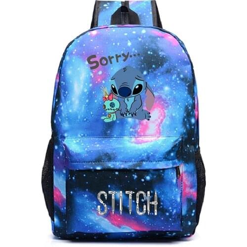 2021 New Disney Print School Bag Stitch Cute Cartoon Print Pattern Backpack Leisure School Bag Outdoor Travel Bag Sports Bag