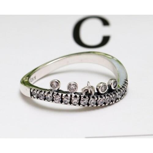 New Fashion Original 925 Silver Pave Droplet Ring Clear CZ For Women Wedding Engagement Pan Rings DropShipping Wholesale