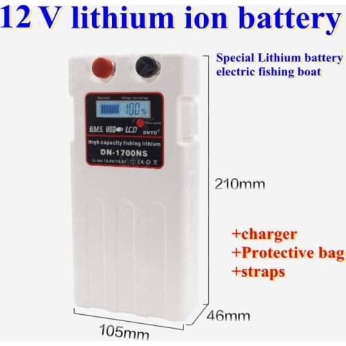 New 12V 10Ah 12Ah 15Ah 16Ah 18Ah lithium ion li-ion battery pack 12V with bms for electric winch fishing reel +Charger