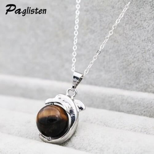 PAGlisten Hot Fashion Sale Natural Stone Crystal Dolphin Pendant necklace