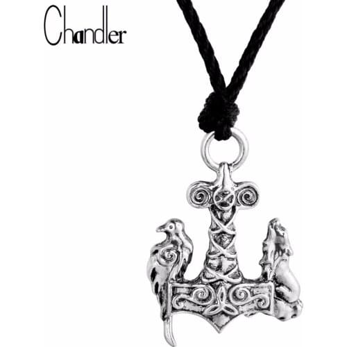 Chandler Valknut Vikings Amulet Pendant Necklace Norse Bird Wolf Anchor Bib Kolye Original Animal Classic Collar Colar