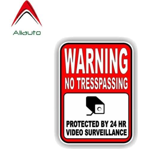 Aliauto Warning Car Sticker No Tresspassing Surveillance Waterproof Accessories PVC Decal for Opel Corsa Hyundai Creta,17cm*12cm