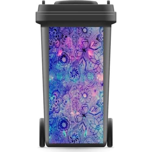 DIY Creative Bright Flower Pattern Rubbish Bin Sticker Wallpaper mural Wall Print Decal Removable Photo self adhesive Gift