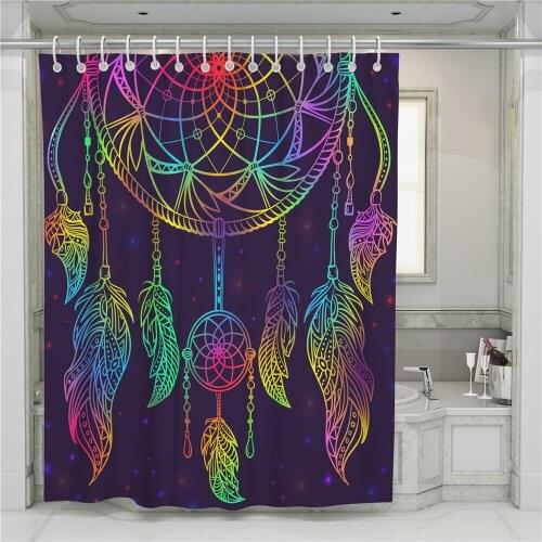 Bohemian 3d Shower Curtains Polyester Waterproof Home Bathroom Curtains thicken Feather dream catcher shower curtains