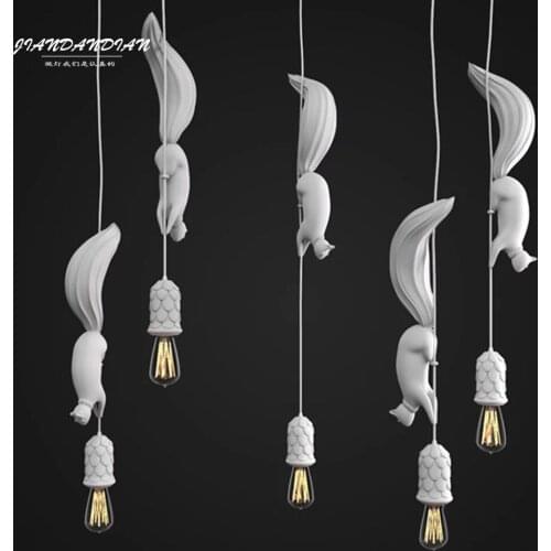Nordic Dining Room Lamp Designers Minimalistic Creative Bar Decoration Zoo Lights Childrens Room Resin Squirrels Chandelier