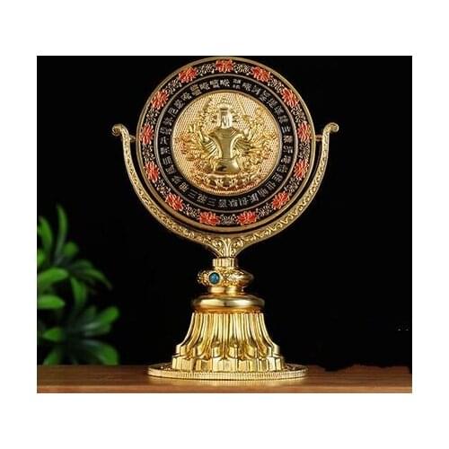 Tibetan Buddhism Copper Gilt Hand-made Quasi-mentioned Mirror Exorcism Tool
