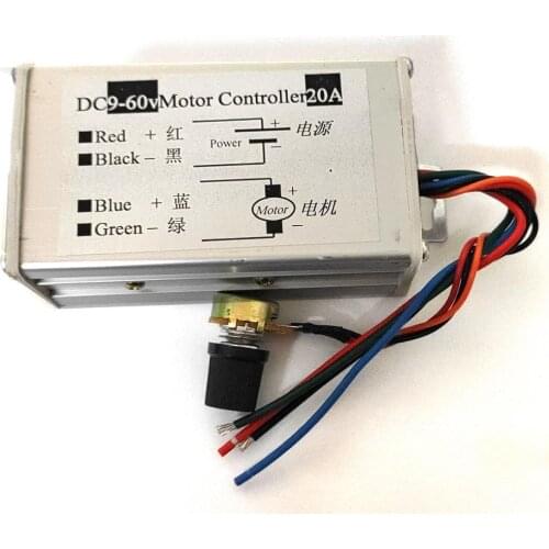 PWM DC Motor Stepless Speed Module Pulse Width Brush Motor Speed Regulation 12V24V36V60 Speed Controller 20A
