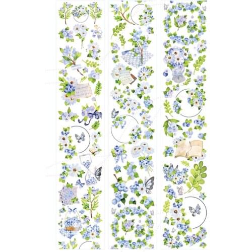Vintage Blue Berry Washi Tapes for Card Making Bullet Journal DIY Scrapbooking Decorative Stickers