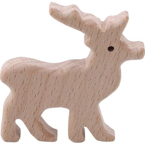 Baby Wooden Teethers Food Grade Beech Wood Animal dolphin deer Wooden heart Shape Pacifier Wooden Teether Newborn Toys