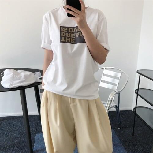 2021 New Summer Elegant Ladies T-shirt Letter Print Loose Fashion Cotton Female Tee Casual High Quality Women Tops T231